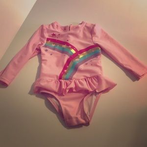 Cat and jack rainbow rash guard swim suit